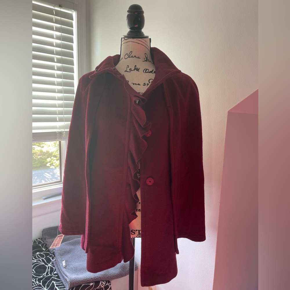 Tahari Brand Maroon Poncho Jacket- New with Tags